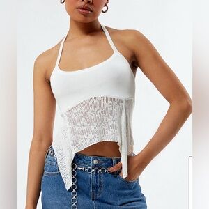 La Hearts Women White Knit‎ Halter Camisole Size Medium